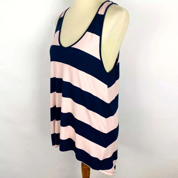 BANANA REPUBLIC Tunic Tank Top Pink Black Stripes Womens Large - Picture 5 of 10